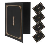 Hemobllo 5 Pcs Certificate Holder Award Cover A4 Letter Size Paper Shells with Gold Foil Border for Office Present Certificates Black