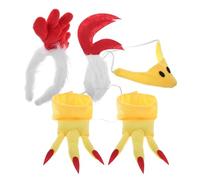 Hemobllo 5 Pcs Rooster Costume Set, Plush Chicken Headband Tail Beak Nose and Feet Props, Animal Cosplay Outfit for Kids Adults World Book Day Halloween Carnival Fancy Dress
