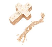 Hemobllo 50 Sets DIY Wooden Cross Slices with Natural Decorative Wood Chips for Craft Painting Lightweight Hanging Pendants for Easter Christmas Religious Decorations and Sunday School