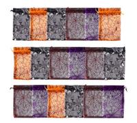 Hemobllo 50pcs Halloween Candy Drawstring Organza Bags with Spider Web Gauze Pouches Reusable Small Storage Bags for Candy and Small Items Easy to Handle Gift for Halloween Random Color