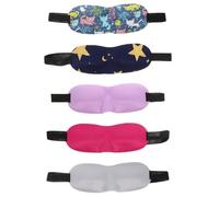 Hemobllo 5pcs 3D Breathable Sponge Eye Masks Lightproof Elastic Sleeping Blindfolds for Boys Noon Break Nap Cover in Grey, Lavender, Cat, Star, and Pink