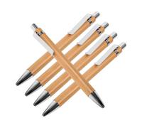 Hemobllo 5pcs Bamboo Ballpoint Pens Retractable Ergonomic Writing Gel Pens Portable Office School Supplies Gift