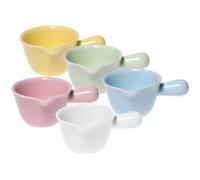 Hemobllo 5pcs Ceramic Milk Pitchers 100ml Each with Handle Multipurpose Design Easy to Operate for Home and Hotel Use for Coffee, Salad, and Flavor Serving