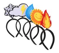 Hemobllo 5pcs Creative Felt Flame and Water Drop Headbands with Sun, Cloud, and Snowflake Designs, Plastic and Felt Material, Versatile Styles for Parties and Gatherings, Fun Hair