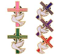 Hemobllo 5pcs Cross Dove Enamel Pins Lightweight Alloy Brooches for Memorial Service and Funeral Favors Remembrance Gifts Suitable for Christian Mourning Events