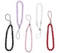 Hemobllo 5pcs Crystal Phone Chain Beaded Wrist Strap Non-slip Hanging Decoration for Music Players and Phones, Gift for Friends Or Family with Strong Sturdy Design Random Color