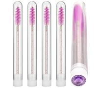 Hemobllo 5pcs Disposable Lash Wands with Colorful Crystal Handle, Eyelash Extension Makeup Applicators for Eye Brow and Lash Care, Portable Spoolies for Professional and Personal Use