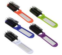 Hemobllo 5pcs Folding Comb with Mirror Anti-static High Temperature Resistant Pocket Hair Combs for Travel Outdoor, Multi-color Set (white, Blue, Orange, Green, Purple)