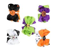 Hemobllo 5Pcs Halloween Bows Hairpin Grosgrain Hair Clips with Pumpkin Decorative Accessories for Halloween Outfits