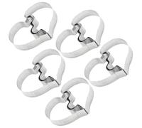 Hemobllo 5pcs Heart Shape Cookie Cutters Molds Stainless Steel Non-Stick Baking Tools for DIY and Professional Cake Shop Use Easy Demoulding Fruit Cutters Silver
