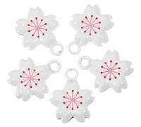 Hemobllo 5pcs Japanese Sakura Bell Phone Charms Mini 1.3cm White Cherry Blossom Hanging Pendants Decorative Backpack Adornments for Travel and Holiday Use