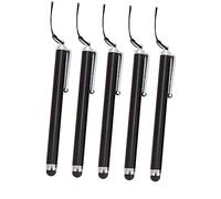 Hemobllo 5pcs Metal 9mm Silicone Touch Screen Stylus Pens with Anti Lost Lanyard for Tablet Phone Flexible Writing Black