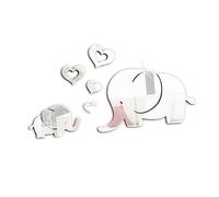 Hemobllo 6 Pcs Elephant Mirror Wall Stickers Removable 3D Decal for Home Decoration Silver Includes 1 Large Elephant 2 Hollow Hearts 2 Solid Hearts