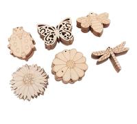 Hemobllo 60pcs Unfinished Wooden Craft Cutouts Blank Boards for DIY Painting Home Decoration with Flower, Dragonfly, Beetle, Butterfly, Bee Shapes - Woodcraft Supplies for Arts and Crafts