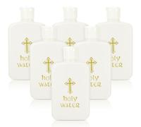 Hemobllo 6pcs 100ml Easter Christian Holy Water Bottles with Gold Cross Pattern, Refillable Religious Bottles for Baptism and Church Decor