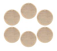 Hemobllo 6pcs 5cm Round Cross-Stitch Wood Pendant Blanks for DIY Handmade Crafting, Perforated Wooden Chips Suitable for Cross Stitching, Wood Ornament Blanks for Arts and Crafts