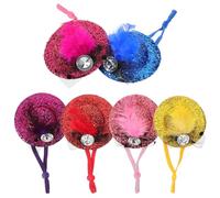 Hemobllo 6pcs Adjustable Gemstone Festival Chicken Hats with Chin Strap, Decorative Small Animal Pet Accessories for Hens, Parrots, and Birds, Compact Wear-resistant Bird Supplies