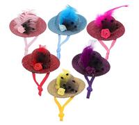 Hemobllo 6pcs Adjustable Hen Hats for Small Pets, Funny Chicken Mini Caps with Elastic Chin Strap, Cloth Bird Hats in 6 Colors for Parrots, Poultry, and Small Animals, for Pet Party