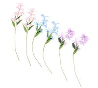 Hemobllo 6pcs Artificial Orchid Flower Stems Realistic Bouquets for Wedding Photography and Home Decoration Oil Painting Style Fake Floral Arrangement in Blue Pink and Light Purple