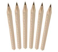 Hemobllo 6pcs Black Wooden Ballpoint Pens with Printed Ruler Scale, Natural Degradable Solid Wood Construction Carpenter Pens for Industrial Woodwork and Office Use