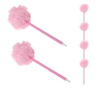 Hemobllo 6pcs Colorful Fluffy Pom Pom Ballpoint Pens for Students, Cute Decorative Plastic Plush Writing Pens, for Classroom and Valentine Day