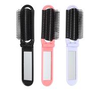 Hemobllo 6pcs Folding Hair Brush with Mirror, Compact Pocket-sized Travel Hair Comb Set, Mini Portable Folding Hairbrush for On-the-go Styling Random Color