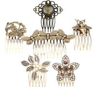 Hemobllo 6pcs Hair Comb Clip Side Hair Comb Alloy Vintage Rhinestone Leaf Pearl for Women and Decorative Accessory
