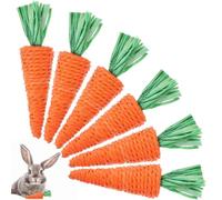 Hemobllo 6pcs Handmade Pet Chewing for Small Pets Hamster and Gerbil Orange Carrot Shape Paper Rope Woven Radish for Grinding Teeth and Entertainment