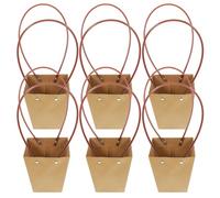 Hemobllo 6pcs Kraft Paper Flower Bags for Flowers with Handles Waterproof Wrapping Bags Brown Colour Convenient for Hand Carrying Simple and Generous Style for Party or Use