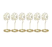 Hemobllo 6pcs Metal Memo Holders with Monstera Design for Desktop Decoration and Table Number Holder, Elegant Golden Colour, Fashionable and Beautiful Shape for Tabletop Decorations