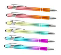 Hemobllo 6pcs Multi-function Metal Ballpoint Pens with Aluminum Gradient Barrel, Retractable Ergonomic Writing Pens for School, Office, and Home Supplies