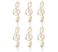 Hemobllo 6pcs Pearl Musical Note Hair Clip Flat Hair Clips Minimalist Metal Design for Prom Wedding Bridesmaid Accessories