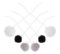 Hemobllo 6pcs Plush Cat Balls with Elastic Rope Interactive Indoor Pet Kitten Chewing Balls Set for DIY Cat Tree Accessories - White Black and Grey Hanging Sisal