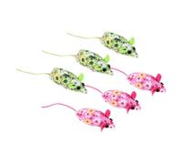 Hemobllo 6pcs Plush Catnip Mouse for Indoor Cats, Soft Red and Green Mice, Interactive Kitten Teething for Pet Cats and Kittens