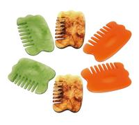 Hemobllo 6pcs Scraping Gua Sha Massage Comb Set with Jade, Amber, and Beeswax for Scalp and Body Massage, Multifunctional Wellness Tool for Relaxation and Circulation Improvement