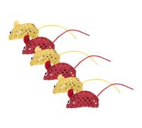 Hemobllo 6pcs Soft Sequin Mouse Cat for Indoor Cats, Interactive Kitten Chew, Cute Red and Yellow Catnip Mice Set