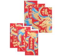 Hemobllo 6pcs Traditional Glitter Paper Red Envelopes Dragon Pattern with Blessing Words Convenient Money Pouches Assorted Colour for New Year Celebration Assorted Style