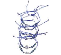 Hemobllo 6pcs Turkish Evil Eye Bracelets for Women and Men Adjustable Blue Beaded String Bracelets with Lucky Charms, Scratch-resistant Design for Daily Wear and Festivals