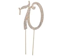 Hemobllo 70 Cake Topper Rhinestone Number Cake Topper for 70th Birthday Party or Anniversary Gold Alloy Decoration for Celebration Supplies