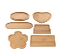 Hemobllo 7pcs Blank Bamboo Bases DIY Tray Mosaic Crafting Supplies Rustic Modern Khaki Easy Application of Tiles and Paints for Workspace and DIY Projects, for Art Lovers and Crafting
