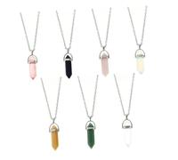Hemobllo 7Pcs Natural Stone Hexagonal Crystal Pendant Necklace for Women Clavicle Neck Chain Jewelry with Green Aventurine Watermelon Tourmaline Rose Quartz Opal and Stylish Collar