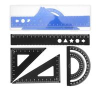 Hemobllo 8pcs Aluminum Alloy Triangular Ruler Set with Protractor and Straight Ruler, Multifunctional Drafting Tools with Portable Storage Box for School and Classroom Use
