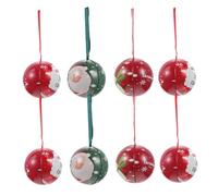 Hemobllo 8Pcs Christmas Candy Ball Boxes with Hanging Rope Iron Tinplate Decorative Ornaments for Tree Cartoon Patterned Present Containers Adorable Xmas Gift Packaging