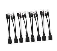 Hemobllo 8pcs Ethernet Splitter Line Passive Adapter Kit for Security Camera Monitoring 12V Power Supply Module DC Connector Suitable for Routers and Telephony