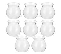 Hemobllo 8pcs Grey Plastic Plant Pots with Unique Fish Bowl Vase Design, Creative Aquatic Planter for Succulents, Easy Observation and Unbreakable Terrarium Container for Bookshelf