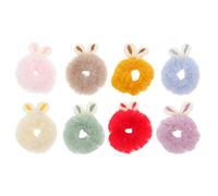 Hemobllo 8pcs Hair Scrunchy Ties Bunny Ear Hair Rings 4.32x3.54x1.57inch Plush Compact Design Keeps Hairstyle Orderly Fashion Chic Random Color