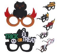 Hemobllo 8Pcs Halloween Party Eyeglasses Funny Photo Props for Halloween Celebrations Includes Eyeball Skull Owl Letter Bat Pumpkin Designs for Themed Parties