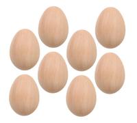 Hemobllo 8pcs Unfinished Wooden Faux Eggs for Crafts and Learning, Realistic Smooth Wooden Egg Models in Khaki, for Preschool Play Kitchen and DIY Easter Decorations