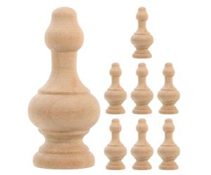 Hemobllo 8pcs Wooden Stair Finials 6.5x2.5cm Decorative Solid Wood Post Tops for Bed Posts, Staircase Balusters, and Porch DIY Craft Finials