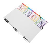 Hemobllo A4 12-Layer Document Organizer Folder with Ring Binder, White Plastic File Folder Dividers for Office Filing and Paper Storage, Multi-Pocket Folio Suitable for School and Work